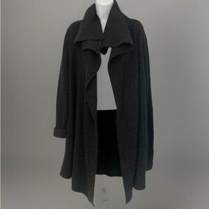 Theory large wool black open cardigan old money timeless sophisticated